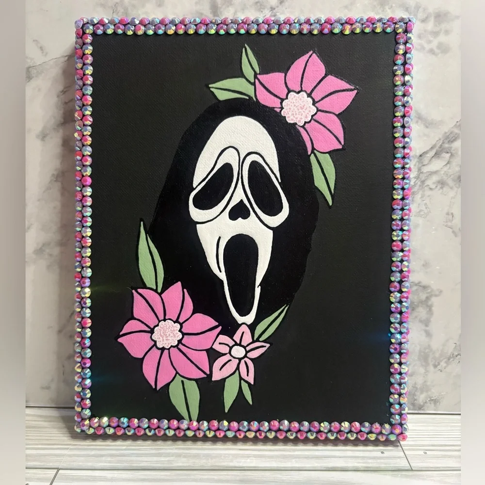 Hand Painted Floral Scream Wall Art Decor